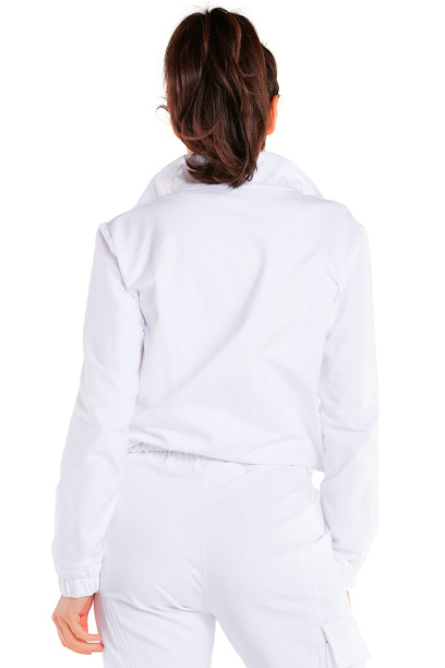 Bluza damska dresowa rozpinana bawełniana z kieszeniami biała